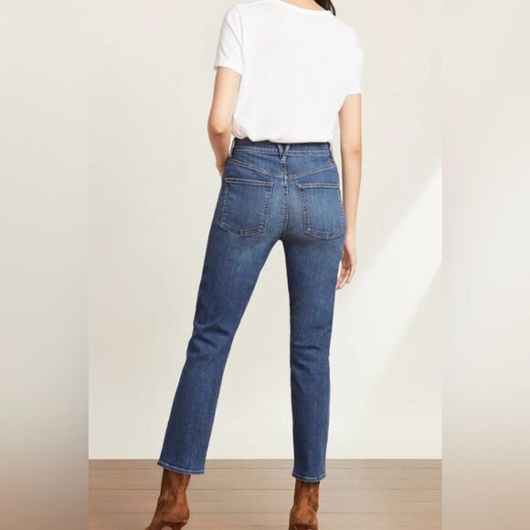 Veronica Beard Ryleigh Slim Straight High Rise Jean in Laguna Wash - Picture 2 of 11